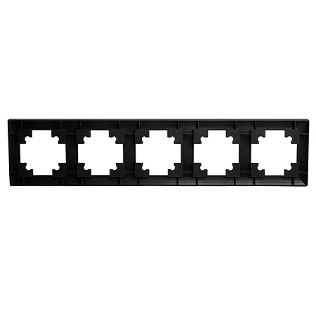 Рамка STEKKER, PFR00-7005-05 5-местная, пластик, серия Катрин, черный - фото