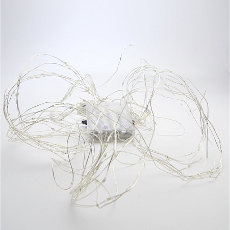 Светодиодная гирлянда Feron CL53  10 веток *20LED, 2м + 1м белый,статичная, с питанием от батареек, прозрачный шнур - фото