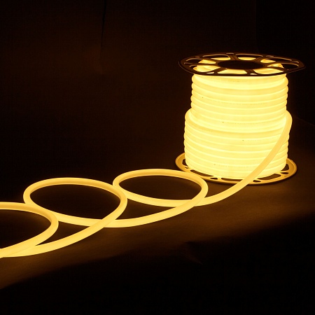 Светодиодный гибкий неон 220 В 9.6 Вт/м 144 Led 2835 IP67, круглый теплый белый 3300 K, 50 м Гибкий неон 220V 9,6W 144Led 2835 IP67 круглый теплый белый, 50 м Elektrostandard - фото