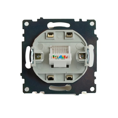 Розетка компьютерная 1-местная RJ-45 (механизм), STEKKER, GLS00-7107-08, серия Катрин, золото - фото