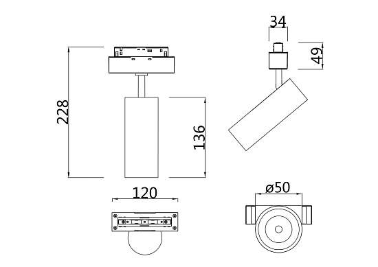 Трековый светильник Technical TR019-2-10W3K-MG - фото