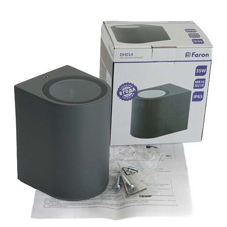 Светильник садово-парковый Feron DH014,на стену, GU10 230V, серый - фото