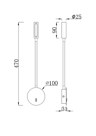 Настенный светильник (бра) Technical Stem C035WL-L3MG3K - фото