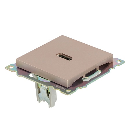 Розетка HDMI 2.1, Type A  (механизм), STEKKER GLS00-7118-02, серия Катрин, шампань - фото