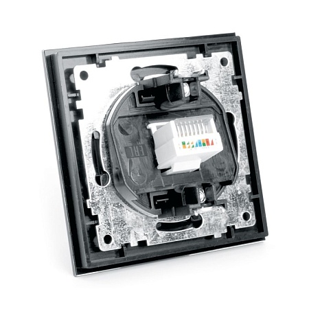 Розетка компьютерная 1-местная RJ-45,STEKKER, GLS00-7007-05, серия Катрин, черный - фото