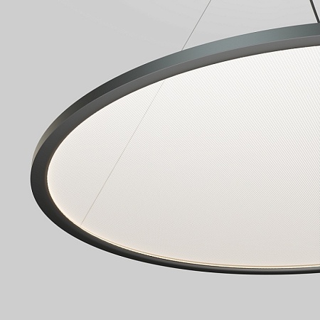 DK6620-BK Подвесной горизонтальный светильник Veil со светодиодом H900 d1000 220V 96W 3000-6000K IP20 черный алюминий - фото