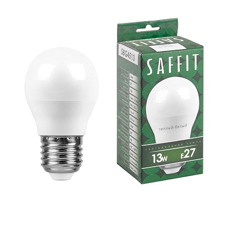 Лампа светодиодная SAFFIT SBG4513 Шарик E27 13W 230V 2700K - фото