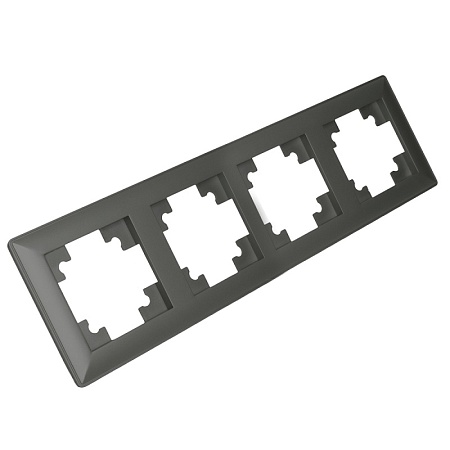 Рамка STEKKER, PFR00-7004-06 4-местная, пластик, серия Катрин, графит - фото