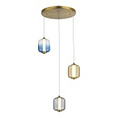 Светильник подвесной ST-Luce Латунь/Янтарный,Дымчатый,Голубой LED 3*11,2W 3000K SL1193.303.03