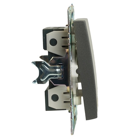 Выключатель 1-клавишный c индикатором (механизм), 250В, 10А, серия Катрин, графит, GLS10-7101-06 - фото