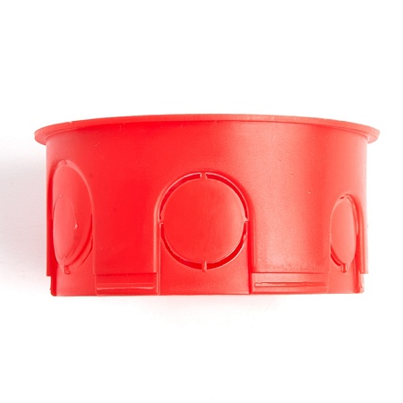 Коробка монтажная для сплошных стен, с крышкой, D80*40мм STEKKER EBX30-01-1-20-80, красный - фото