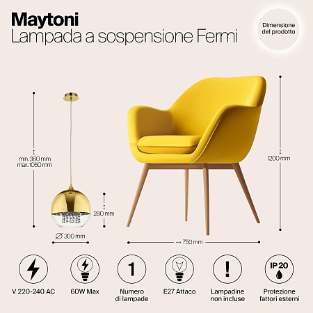 Подвесной светильник Maytoni Fermi P140-PL-170-1-G - фото