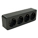 Розетка 4-местная с/з открытой установки, STEKKER, 250В, 16А, IP20, серия София, черный матовый, MST16-14-05 - фото