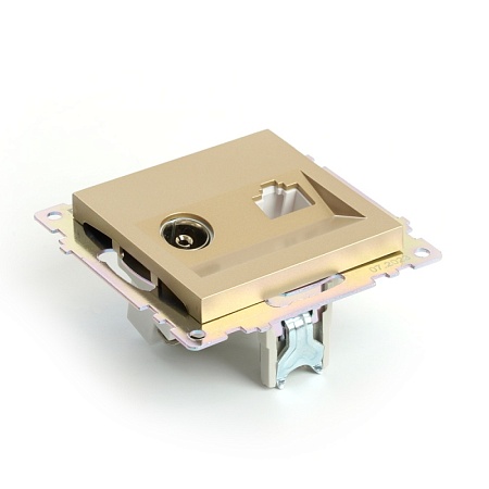 Розетка TV + компьютерная RJ-45 (механизм), STEKKER, GLS00-7106-08, серия Катрин, золото - фото