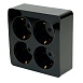 Розетка 4-местная с/з открытой установки, квадрат, STEKKER, 250В, 16А, IP20, серия София, черный, MST16-14S-02 - фото