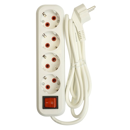 Удлинитель четырехместный с/з  с выключ. STEKKER HM07-41-07 3x1мм2, 7м, серия Home (У16А-003), белый - фото