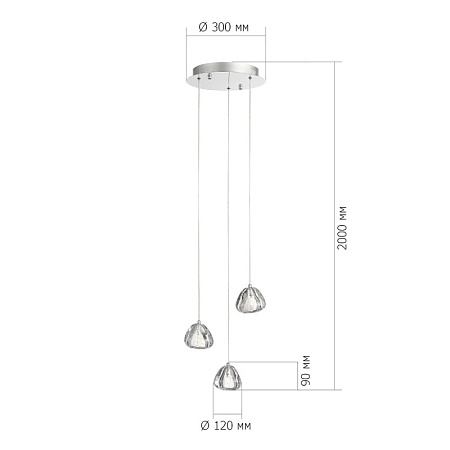 Светильник подвесной ST-Luce Хром/Прозрачный с пузырьками воздуха LED 3*3W 3000K SL6017.101.03 - фото