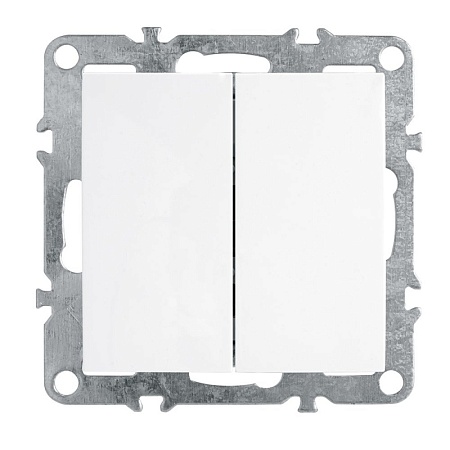 Выключатель 2-клавишный (механизм), STEKKER, PSW10-9104-01, 250В, 10А, серия Эрна, белый - фото