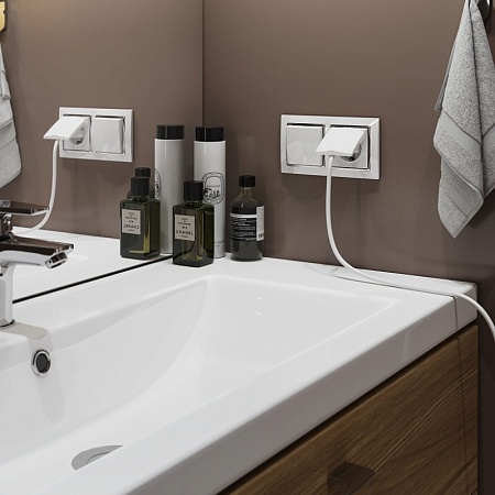 Рамка из пластика на 2 поста Snabb белый/хром W0021901 - фото