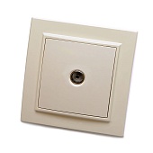 Розетка телевизионная 1-местная, STEKKER, PST00-9008-02, 75 Ом, 5-862МГц, серия Эрна, слоновая кость