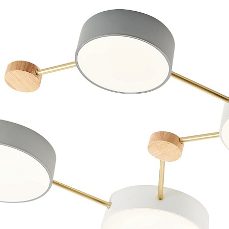 Светильник потолочный Золотистый, Светлое дерево/Белый, Серый LED 8*16,5W 4000K SLE600102-08 - фото