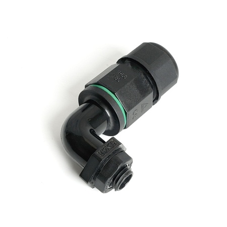 Соединитель-коннектор LD543 3-контактный угловой с винтовым контактом IP68, черный - фото