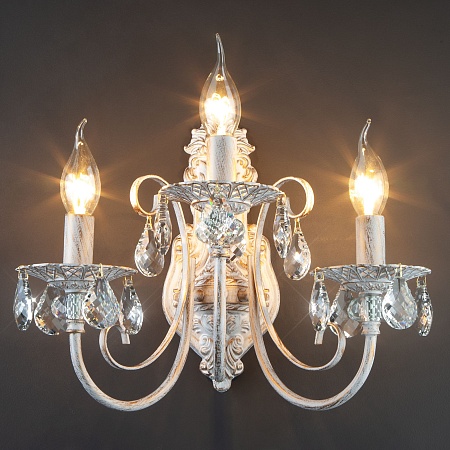 Настенный светильник Eurosvet 3305/3 белый с золотом / прозрачный хрусталь - фото