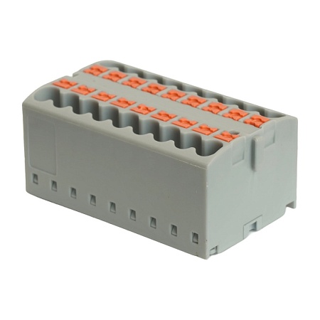 Зажим блочный (групп) для распред.тока нагрузки push-in на 18 точек, сеч 2,5 мм2, 450V, 24А,серый LD580 PTFIX 18/25 - фото