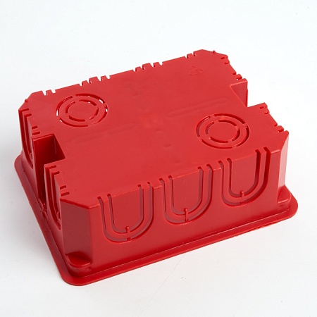 Коробка монтажная для сплошных стен, с крышкой, 120*92*45мм STEKKER EBX30-01-1-20-120, красный - фото