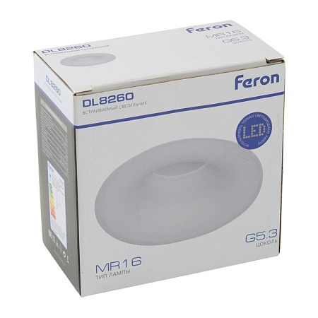 Светильник встраиваемый Feron DL8260 потолочный MR16 G5.3 прозрачный, белый - фото