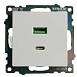Розетка USB 2-местная + type C (механизм), STEKKER GLS10-7116-01, 250В, 3А, max 20W, серия Катрин, белый - фото
