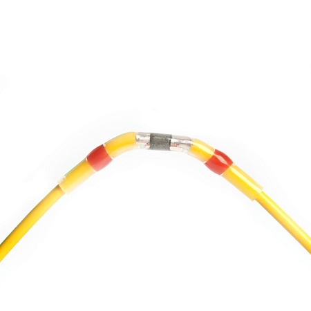 LD302-0515 ГСИ термоусаживаемая с припоем  0,5-1,5 мм2 19A, прозрачный/красный (DIY упак 10шт) - фото