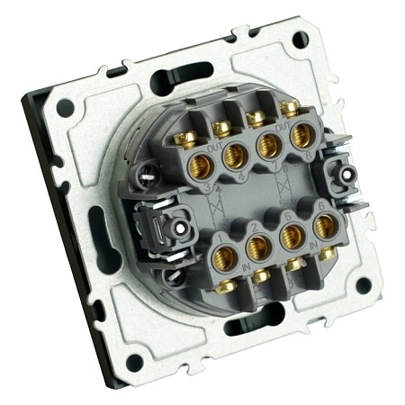 Переключатель перекрестный 2-клавишный (механизм), STEKKER, 250В, 10А, серия Эмили, RSW10-5111-01, белый фарфор, soft touch - фото