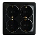 Розетка 4-местная с/з открытой установки, квадрат, STEKKER, 250В, 16А, IP20, серия София, черный, MST16-14S-02 - фото
