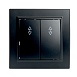 Переключатель 2-клавишный STEKKER  PSW10-9008-03, 250В, 10А, серия Эрна, черный - фото