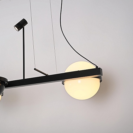 Реечный Подвесной Светильник Palma Wall Lamp 3 Шара + 1 Вазон Горизонтальная Imperiumloft 204173-22 - фото