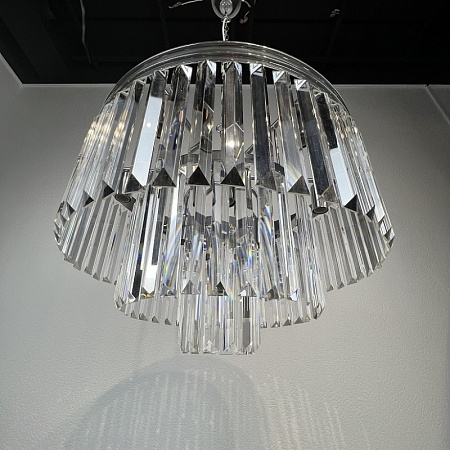Люстра Rh 1920S Odeon Clear Glass Fringe 3-Tier Chandelier Chrome Imperiumloft 228791-22 - фото