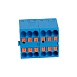 Зажим блочный (групп) для распред.тока нагрузки push-in на 6 точек, сеч 2,5 мм2, 450V, 24А, синий LD580 PTFIX 06/25 - фото