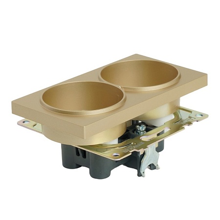 GLS16-7114-08 Розетка 2-местная с защитной шторкой (механизм) с/з, 250В, 16А, серия Катрин, золото - фото