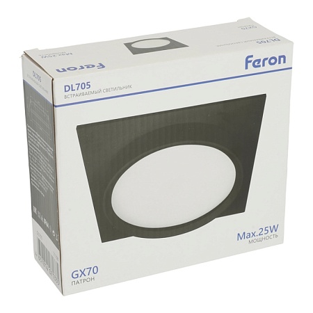 Светильник встраиваемый Feron DL705 потолочный GX70 черный квадрат IP44 - фото