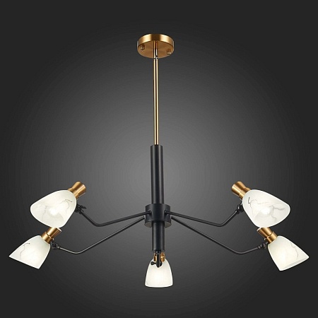 Светильник подвесной Черный, Латунь/Белый E14 5*60W SLE205403-05 - фото