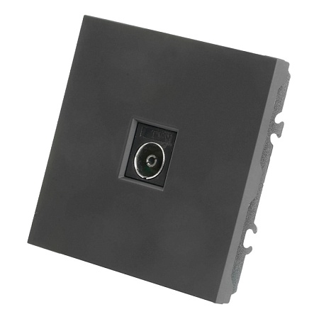 Розетка телевизионная 1-местная (механизм), STEKKER, 75 Ом, 5-862МГц, серия Эмили, RST00-5108-05, черный уголь, soft touch - фото