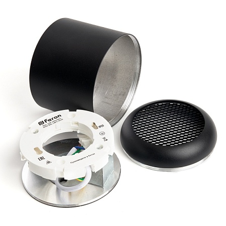 Светильник потолочный Feron HL365 Barrel ECHO 12W, 230V, GX53, чёрный, с антибликовой сеточкой - фото