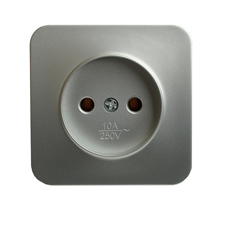 Розетка 1-местная б/з открытой установки, STEKKER, 250В, 10А, IP20, серия София, серебро, MST10-11-03 - фото