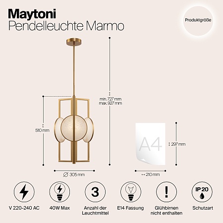 Подвесной светильник Maytoni Marmo MOD099PL-03G - фото