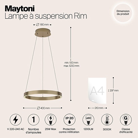 Подвесной светильник Maytoni Rim MOD058PL-L22BS3K - фото