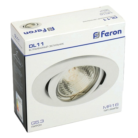Светильник встраиваемый Feron DL11 потолочный MR16 G5.3 белый - фото
