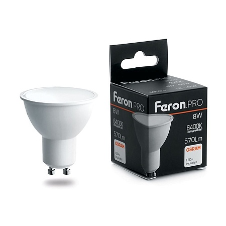 Лампа светодиодная Feron.PRO LB-1608 GU10 8W 175-265V 6400K - фото