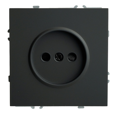 Розетка 1-местная с защитной шторкой (механизм), STEKKER,  б/з, 250В, 16А, серия Эмили, RST16-5109-05, черный уголь, soft touch - фото