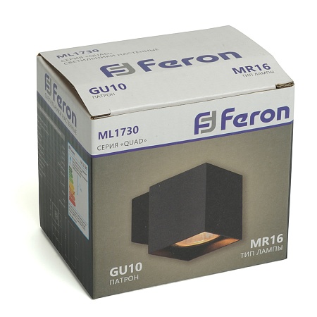 Светильник  настенный Feron ML1730 QUAD   MR16 35W, 230V, GU10,  чёрный IP20 - фото